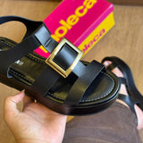 Sandália Moleca Napa Tresse Detalhe Dourado