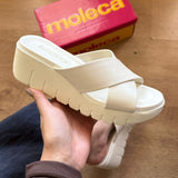 Sandália Moleca Tamanco Tiras Cruzadas